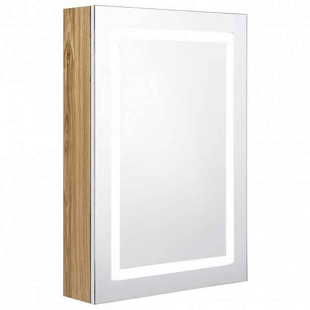 vidaXL LED koupelnová skříňka se zrcadlem bílá a dub 50 x 13 x 70 cm