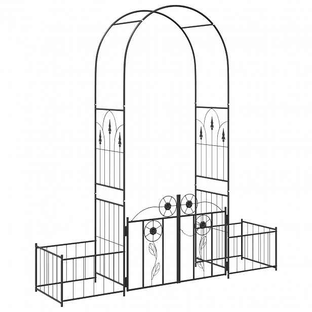 vidaXL Zahradní oblouk Černá 203 x 50 x 218 cm Ocel
