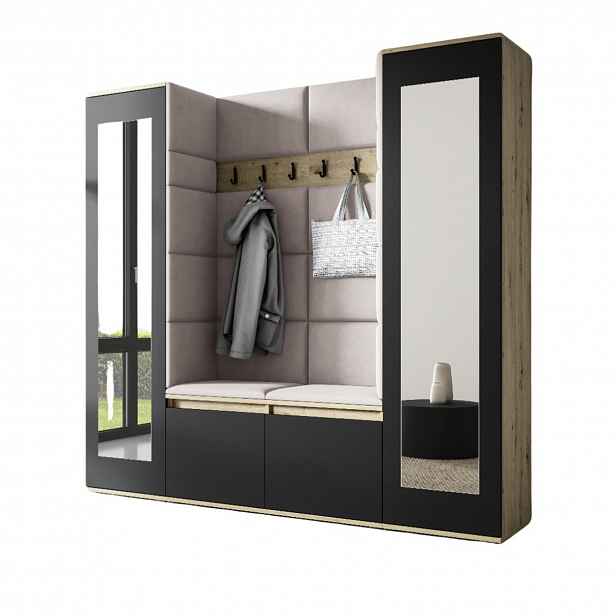 Předsíňová stěna AMI 31 Se zrcadlem Bílá Tmavě béžová