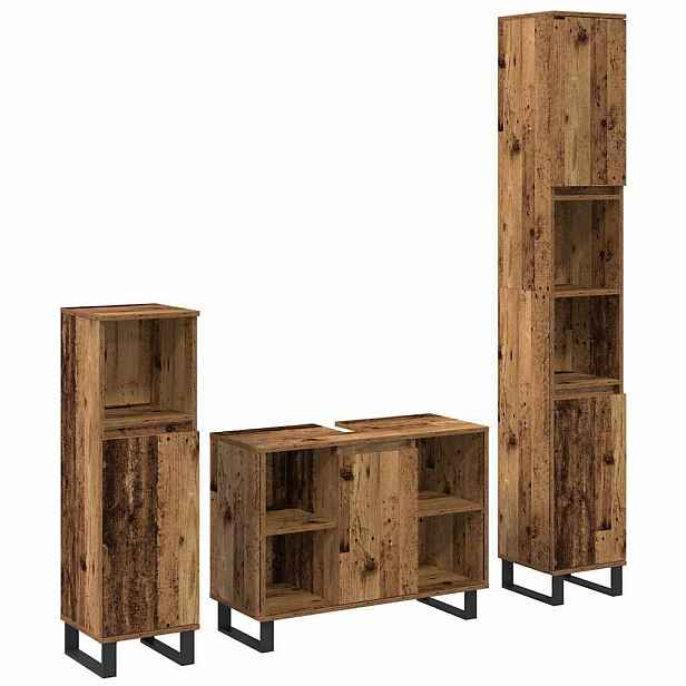 vidaXL Sada koupelnového nábytku 3 ks Hnědá 30 x 30 x 180 cm