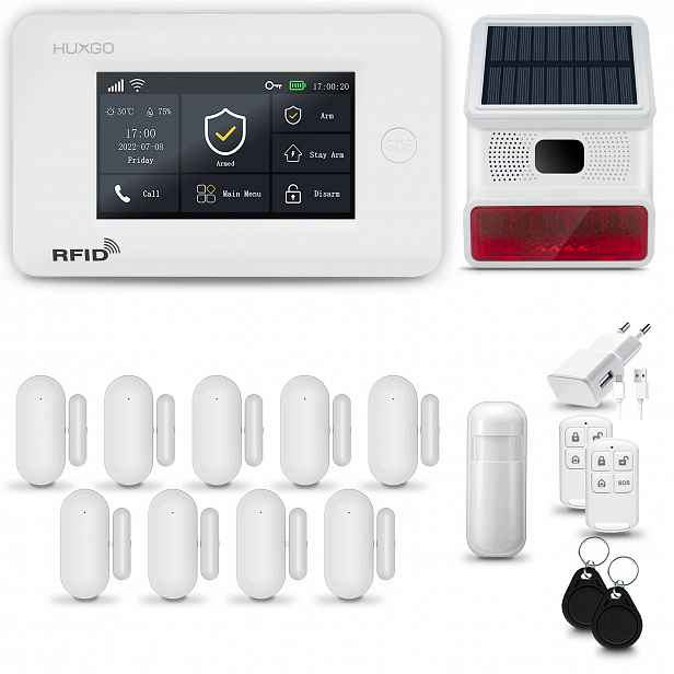 Bezdrátový alarm WiFi+ Gsm 4G s aplikací Tuya, sada Huxgo HXA006 D9BS