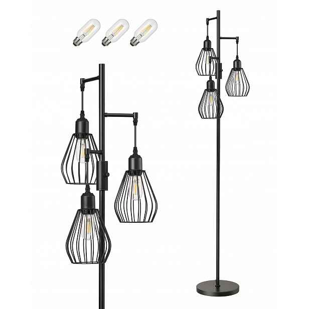 Stojací lampa do obývacího pokoje Edishine, 3-žárovková stmívatelná stojací lampa, E27 Led