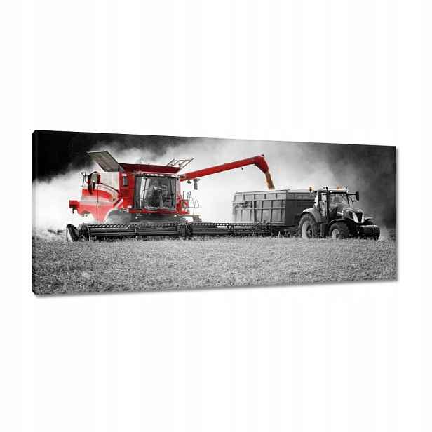 Obrazy 100x40 Červený traktor Žniva