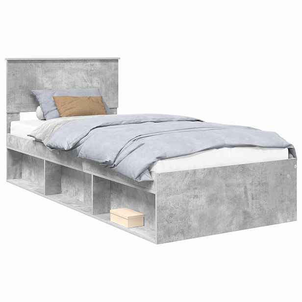 vidaXL Rám postele Betonově šedá 90 x 190 cm Masivní borové dřevo