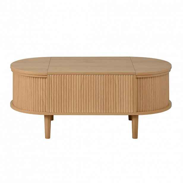 OKWISH KONFERENČNÍ stolek 100/48/53,5 cm dubový z MDF s úložným prostorem a zvedací deskou