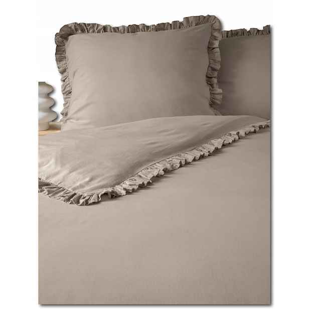 Povlečení 160X200 Béžové Taupe S Volánkem Elegantní Bavlněné