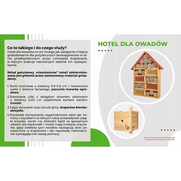 Vědecká tabule Hotel Pro Hmyz 49 x 30 CM pro rám Model Wojtek 1 Mkw