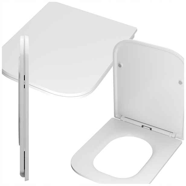 Wc sedátko s Pomalým Sklápěním, odnímatelné Wc Bílé Duroplast tvrdé Slim Belo