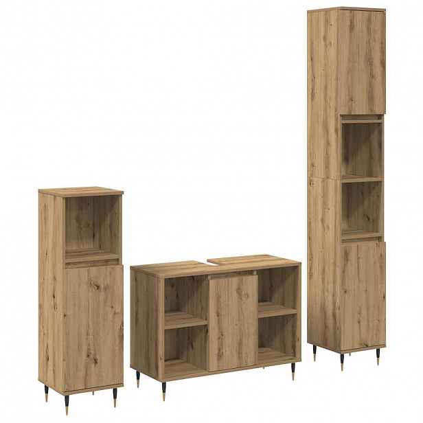 vidaXL Sada koupelnového nábytku 3 ks Artisanový dub 30 x 30 x 180 cm