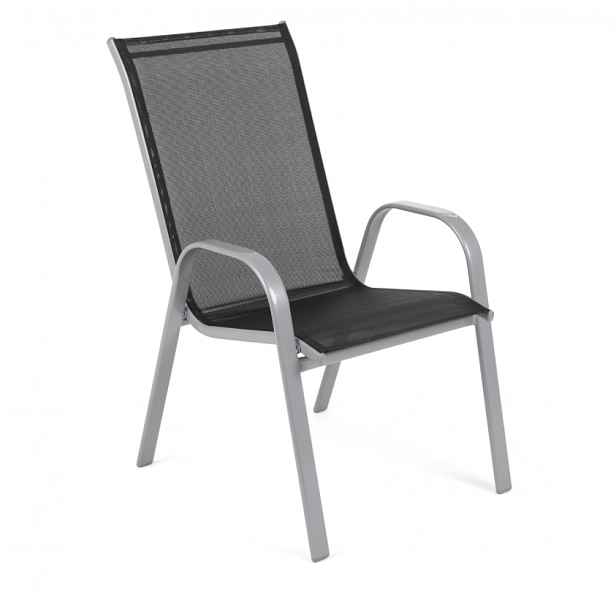 Zahradní židle ocel / textilie Stříbrná / černá