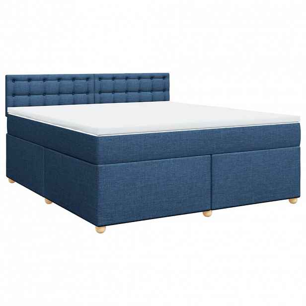 vidaXL Box spring postel s matrací modrá 180x200 cm textil