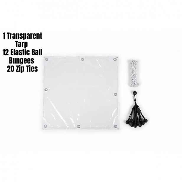 TEMU Průhledná PVC plachta Topchances, odolná a snadno instalovatelná s zesílenými , zapuštěnými oky a 12 elastickými šňůrami, voděodolný kryt pro