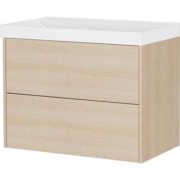 Závěsná skříňka pod umyvadlo v dekoru dubu v přírodní barvě 81x65 cm Bodera – Germania