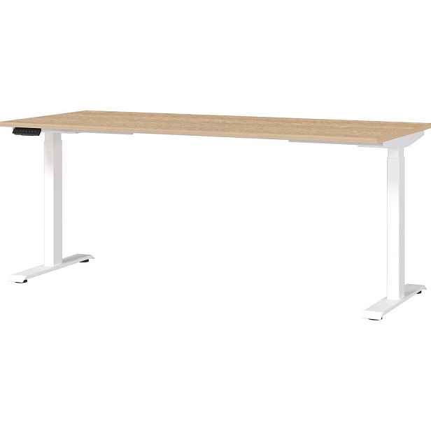 Polohovací pracovní stůl s elektricky nastavitelnou výškou s deskou v dubovém dekoru 80x180 cm Jet – Germania