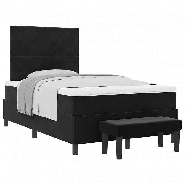 vidaXL Postel s boxspringem s čelo Černá 200 x 120 cm samet