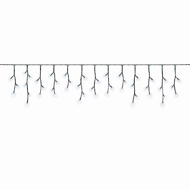 Hobby Line venkovní LED rampouchy, světelné, 200 × 50 cm, ledově bílá, 40 diod, tmavě zelený kabel, IP44, prodlužovací
