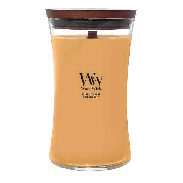 WoodWick Golden Bourbon velká vonná svíčka s dřevěným knotem 609,5 g