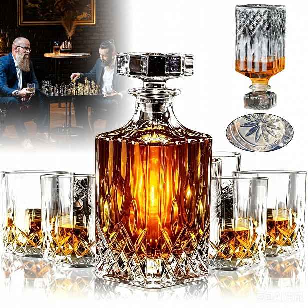 Sada Karafka 920 ML S 6 Sklenice Na Whisky, Víno Dárek Pro Přítele Tatínka