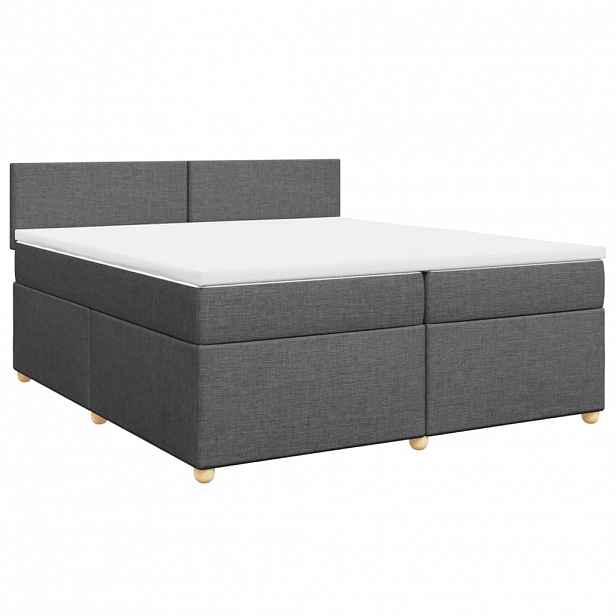 vidaXL Box spring postel s matrací tmavě šedá 200x200 cm textil