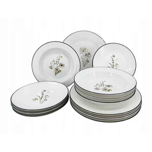 12dílná porcelánová jídelní sada talířů Nostalgie Meadow