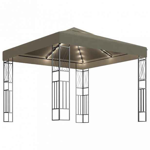 Zahradní altán s LED řetězy 3x3 m Dekorhome Krémová