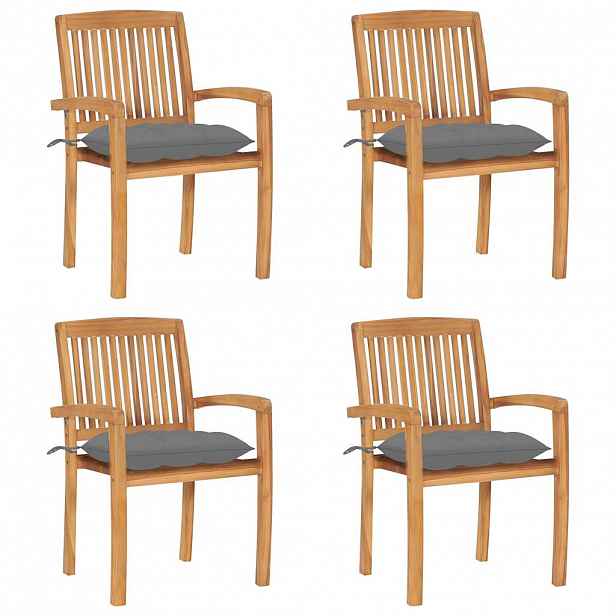 vidaXL Stohovací zahradní židle s poduškami 4 ks masivní teak