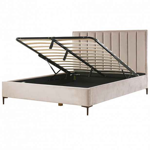 Beliani POSTEL s úložným prostorem 180/200 cm Taupe Sezanne