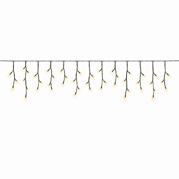 Hobby Line venkovní LED rampouchy, světelné, 200 × 50 cm, teple bílá, 40 diod, tmavě zelený kabel, IP44, prodlužovací