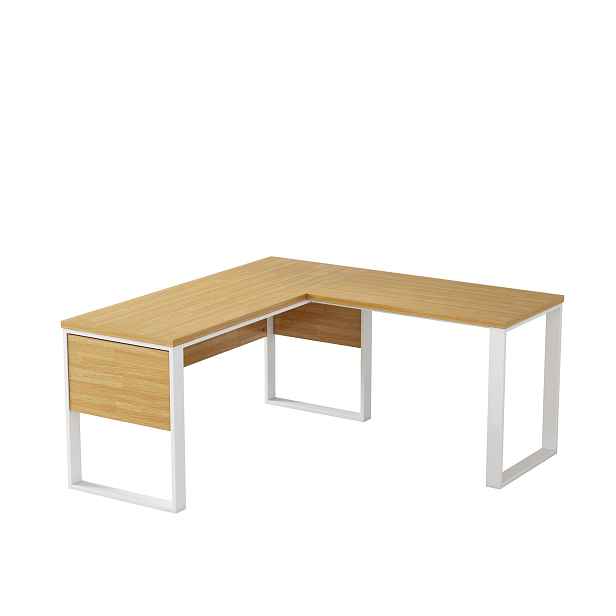 Rohový kancelářský stůl Houseland Nuvia Home 01 160 cm dub/bílý