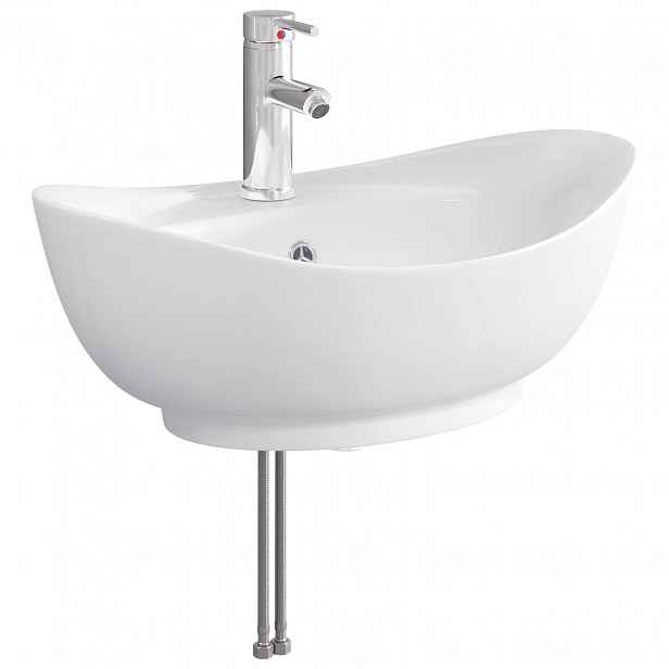vidaXL Umývadlo s baterií a odpadem Chrom 59 x 35 x 21 cm Keramika