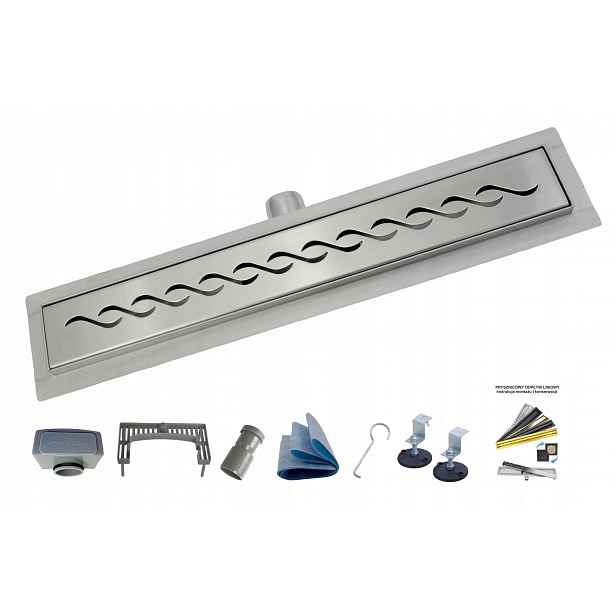 X-home Lineární Odtok 90 cm Fala Wave Nízký Sifon 54 mm