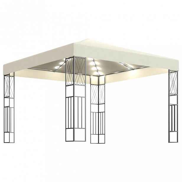 Zahradní altán s LED řetězy 3x3 m Dekorhome Krémová
