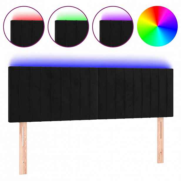 vidaXL Čelo postele s LED černé 144x5x78/88 cm samet