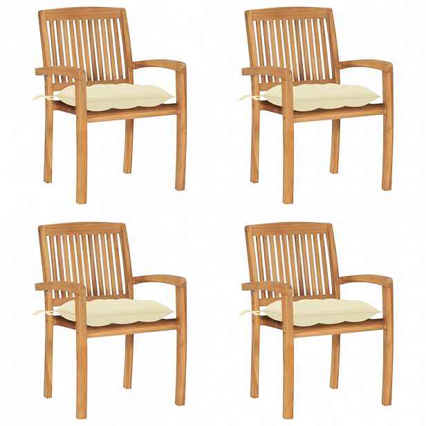 vidaXL Stohovací zahradní židle s poduškami 4 ks masivní teak