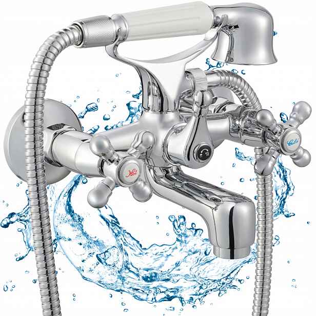 Nástěnná Koupelnová Baterie Diamond Retro Chrom, Mosazná Sprcha