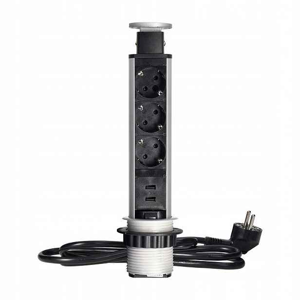 Zásuvka 6 cm 3x250 V s Usb nabíječkou a zámkem 1,8 m OR-AE-1349(GS)