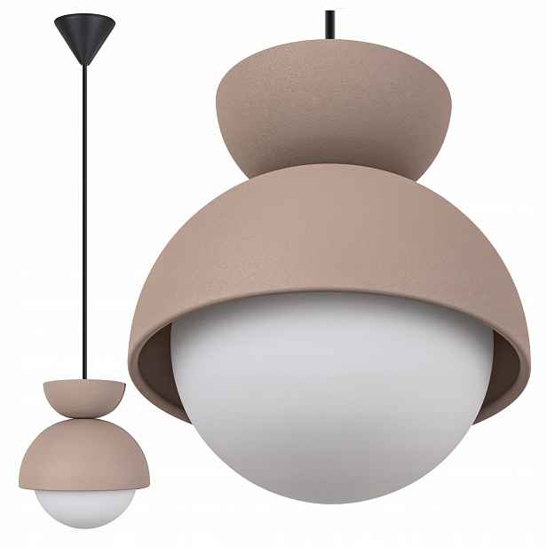 Závěsná lampa béžová koule G9 skleněná moderní do obývacího pokoje ložnice nad stůl
