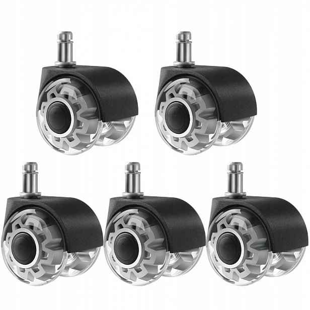 Sada 5 Tichých Pu Koleček Pro Kancelářské Židle 11X22MM 360* Parkety Koberec