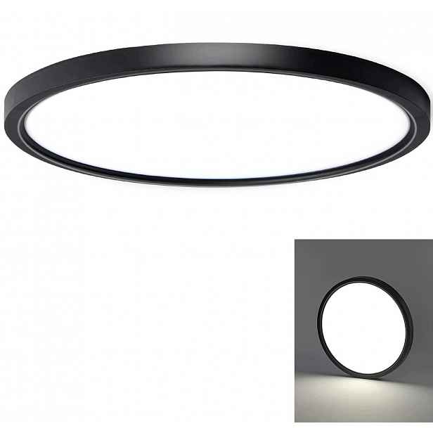 Stropní Svítidlo Nástěnný Led 40 cm Kulatý Černý 40W 3400lm 4000K Neutrální bílá barva