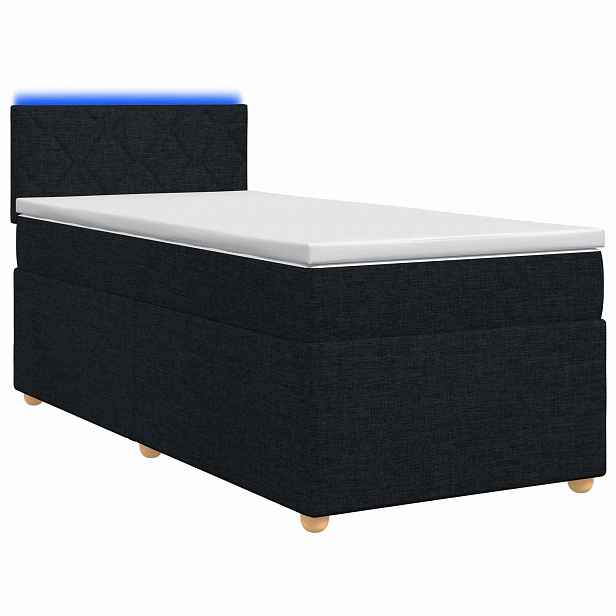 vidaXL Postel boxspring s matrací s LED pásky Černá 90 x 190 cm Textil