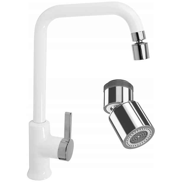 Kuchyňská baterie Steel II bílá, vysoká