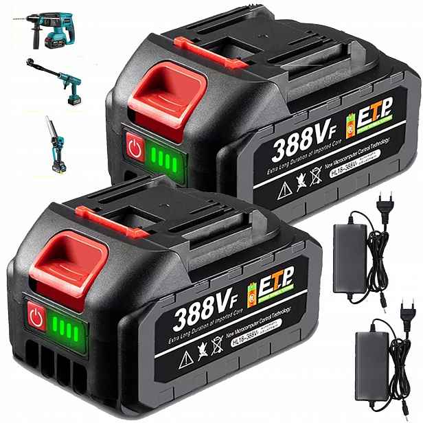 Lithiová Baterie Pro Elektrické Nářadí S Led Displejem 18V/21V, 2 Kusy