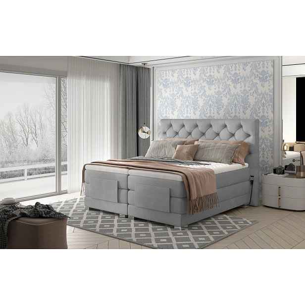 Luxusní polohovací postel 160x200 LIVANO - světle šedá
