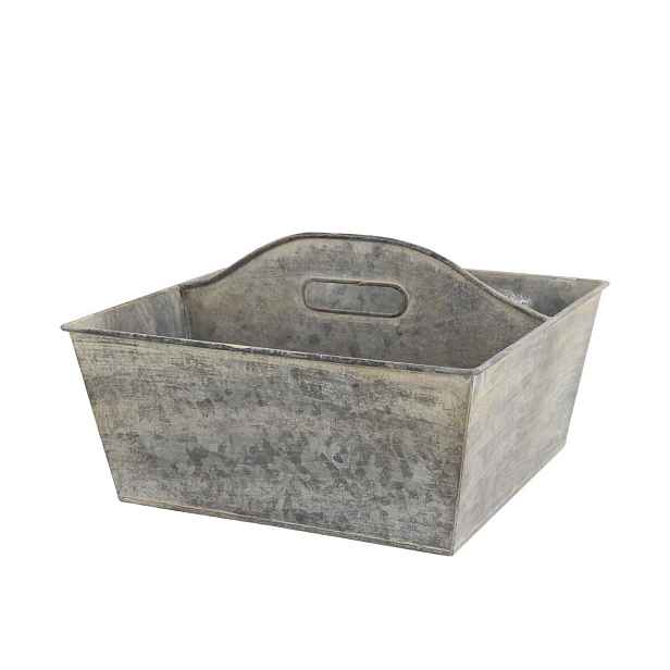 Plechový antik box s rukojetí Old French - 25*25*14 cm Chic Antique
