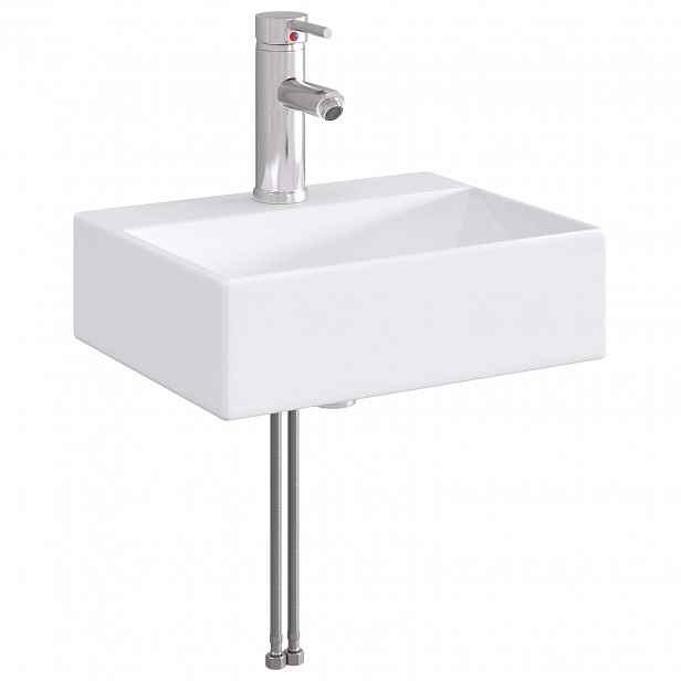 vidaXL Umývadlo s baterií a odpadem Chrom 39 x 30,5 x 12,5 cm Keramika
