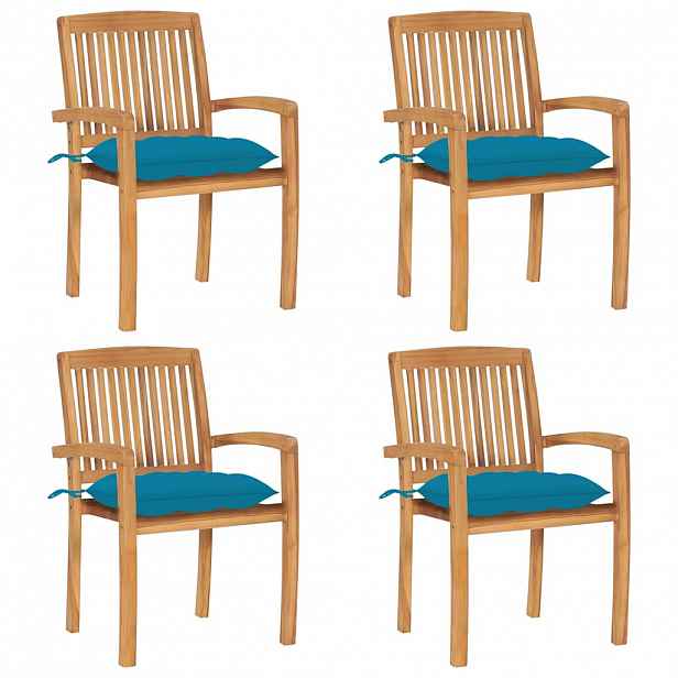 vidaXL Stohovací zahradní židle s poduškami 4 ks masivní teak