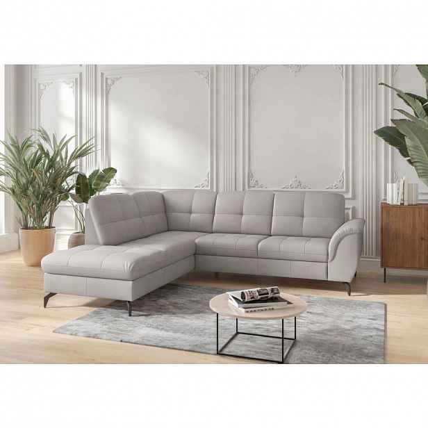 Sit & More ROHOVÁ SEDAČKA, textil, kůže, světle šedá