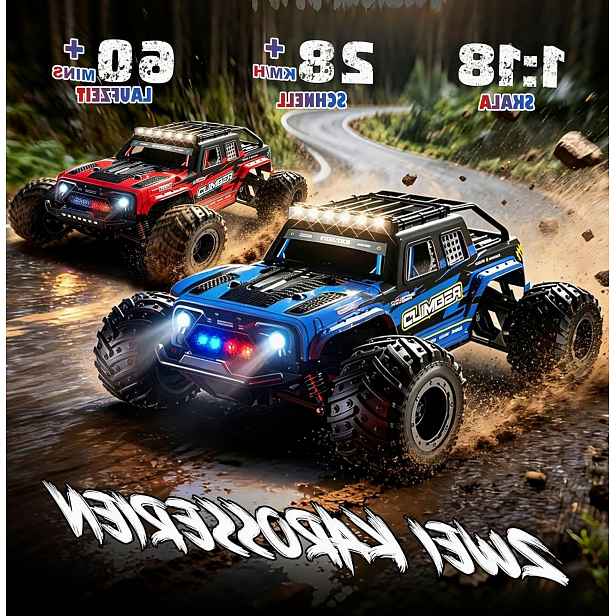 Auto Na Dálkové Ovládání Monstertruck 1/18 Rychlé 32 Km/h Srolovatelné Světlo