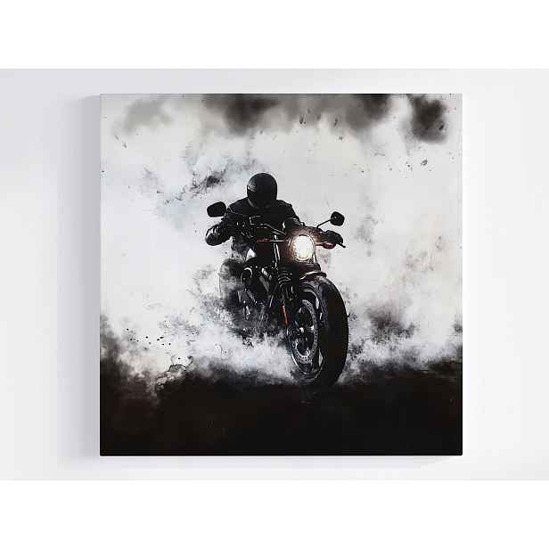 Obraz Na Plátně Canvas Motocykl Sportovní Kouř Motor Černobílý 60x60