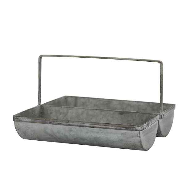Plechový antik box s rukojetí a 2 přihrádkami Old French - 28*26*17 cm Chic Antique